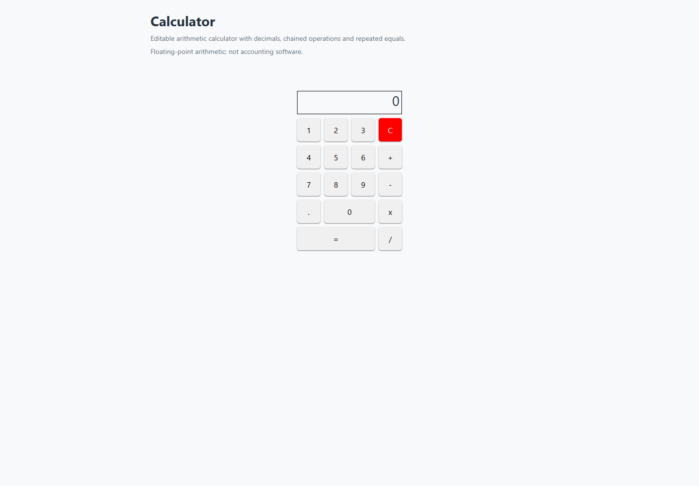 Calculator running preview