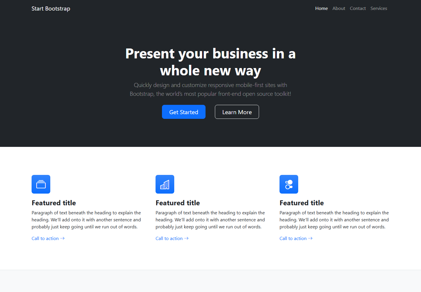Business website running preview
