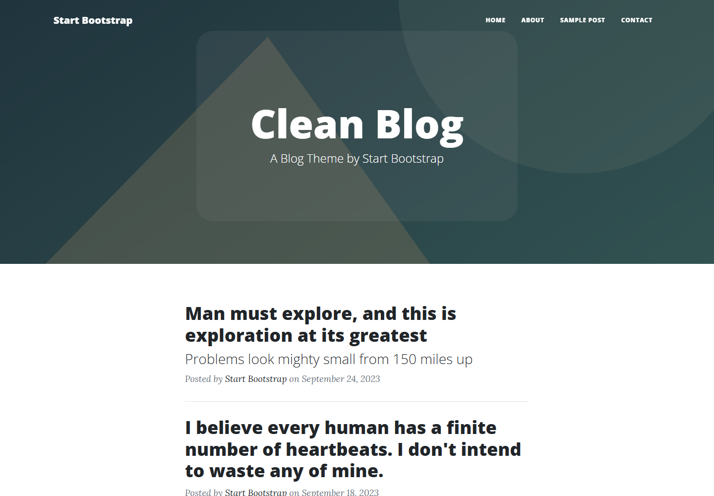 Clean Blog running preview