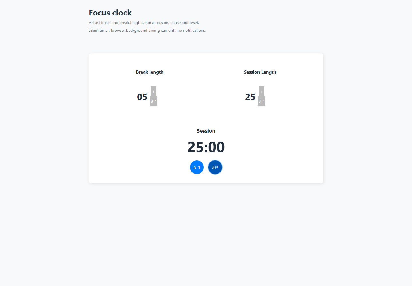 Focus clock running preview
