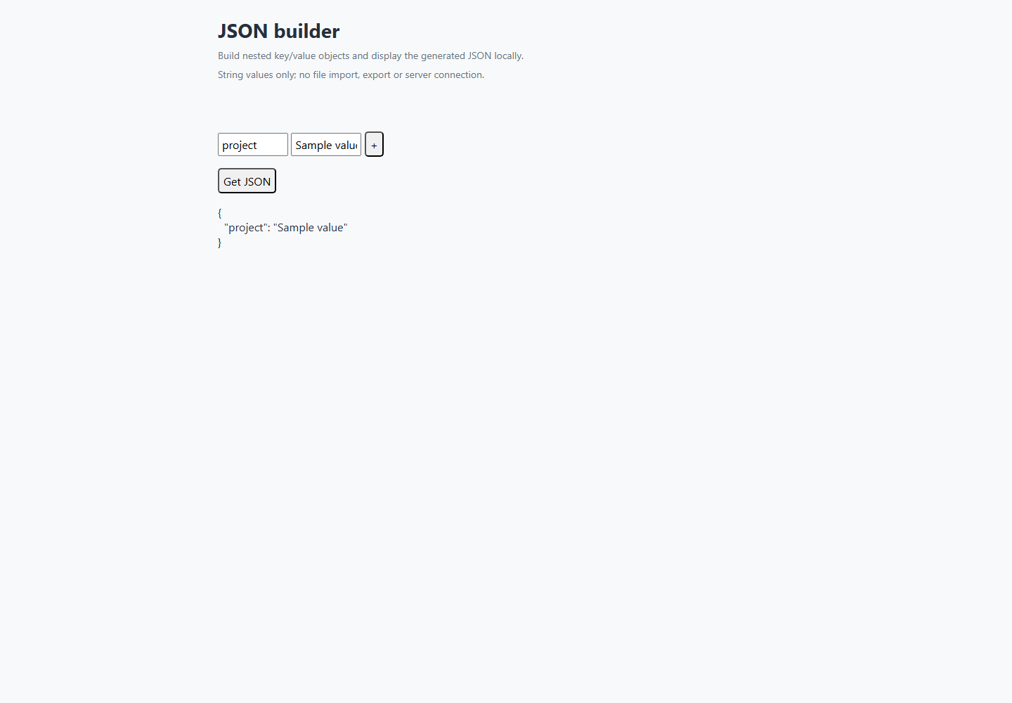 JSON builder running preview