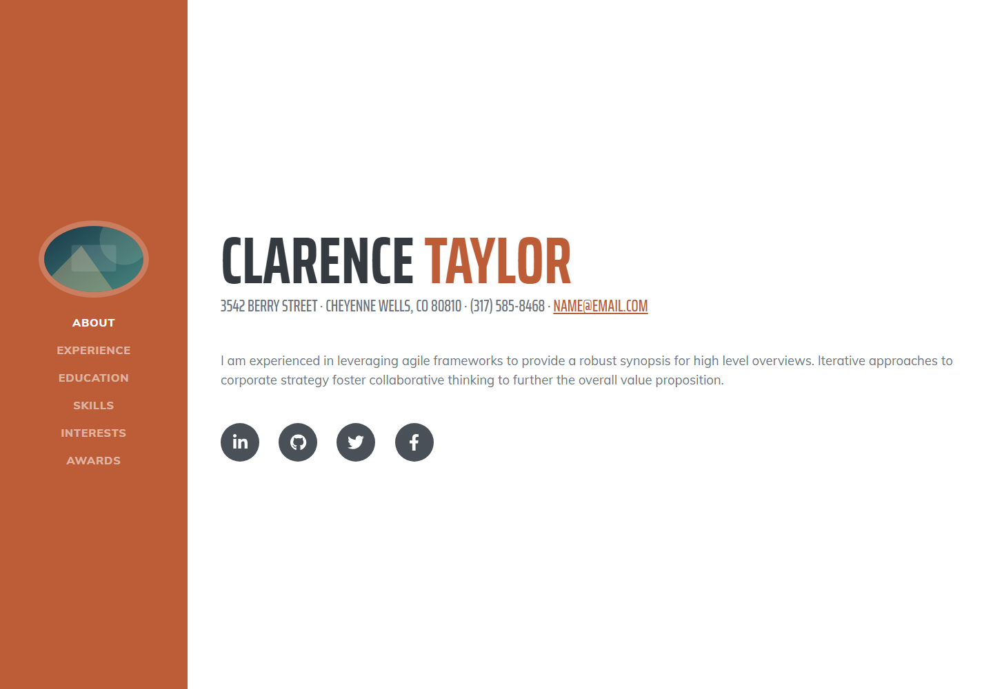 Resume website running preview
