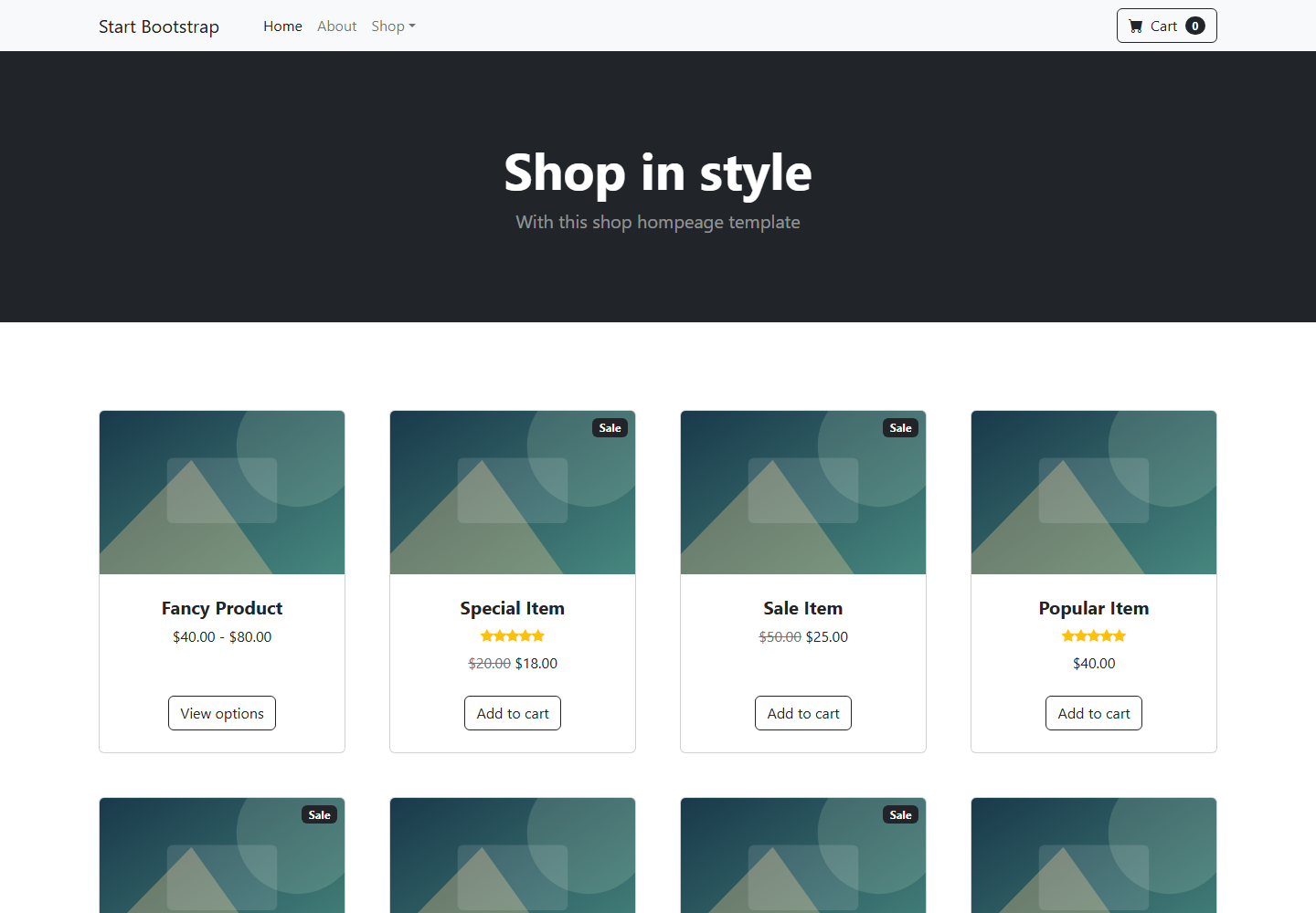 Shop storefront running preview