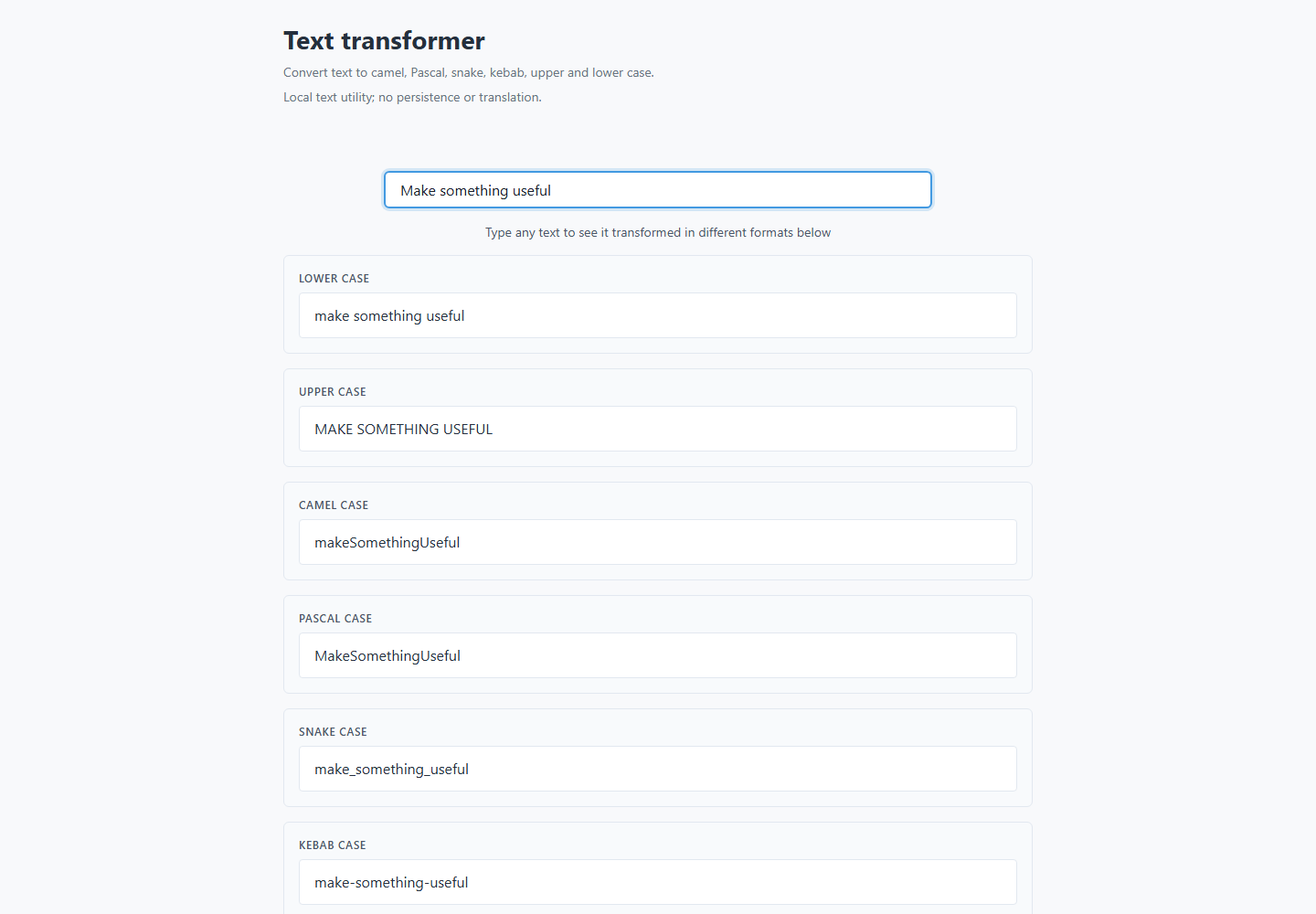 Text transformer running preview
