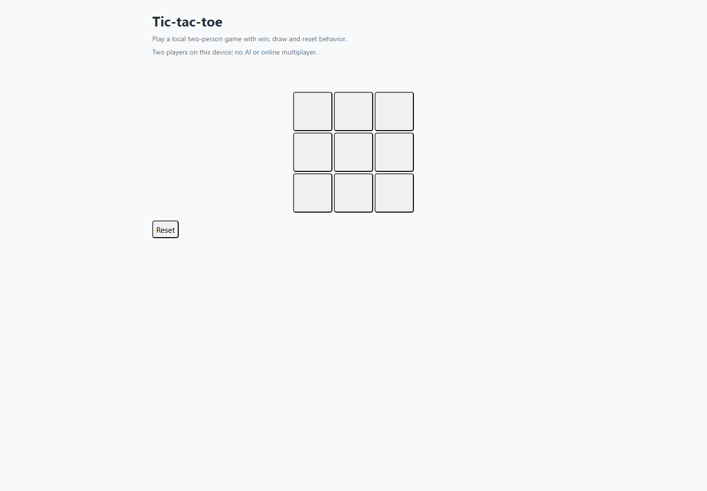 Tic-tac-toe running preview
