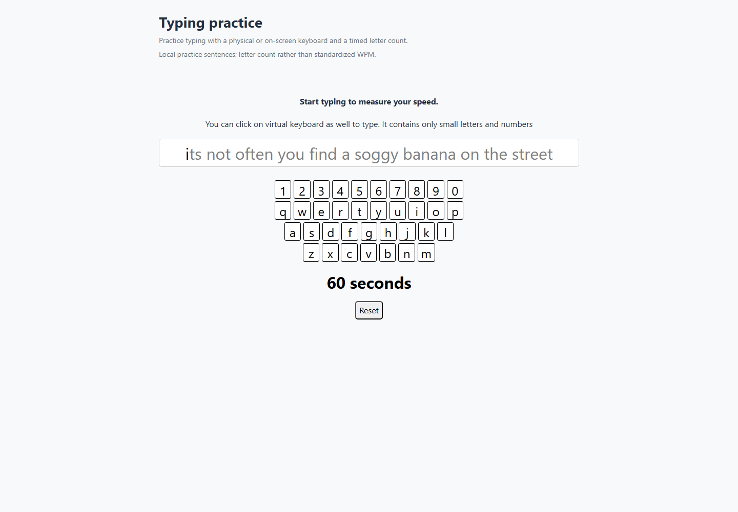 Typing practice running preview
